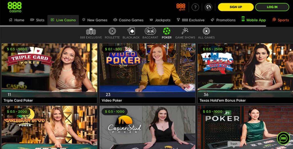 888 casino live poker
