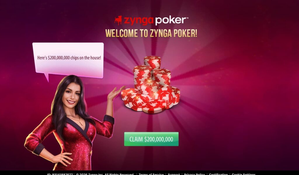 مكافأة الترحيب في Zynga Poker