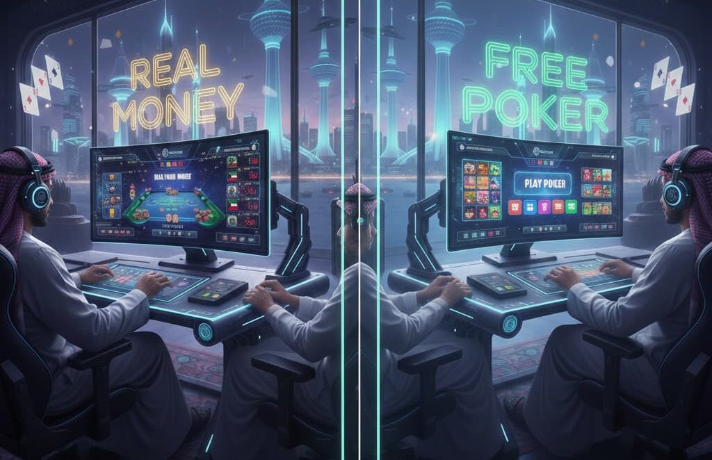 free poker vs real money